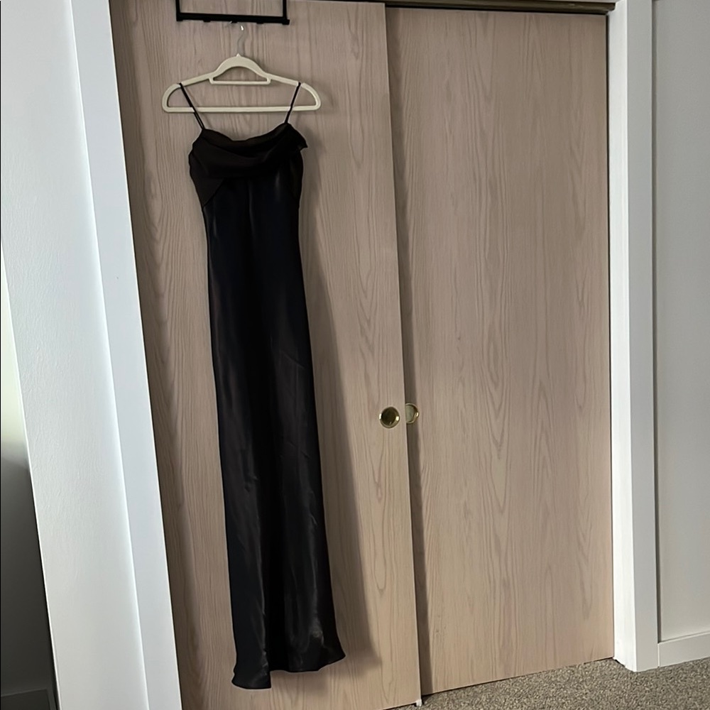 Camille La Vie dark brown Satin Maxi Dress